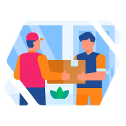 AllChinaBuy illustration of a parcel being handed over at the door